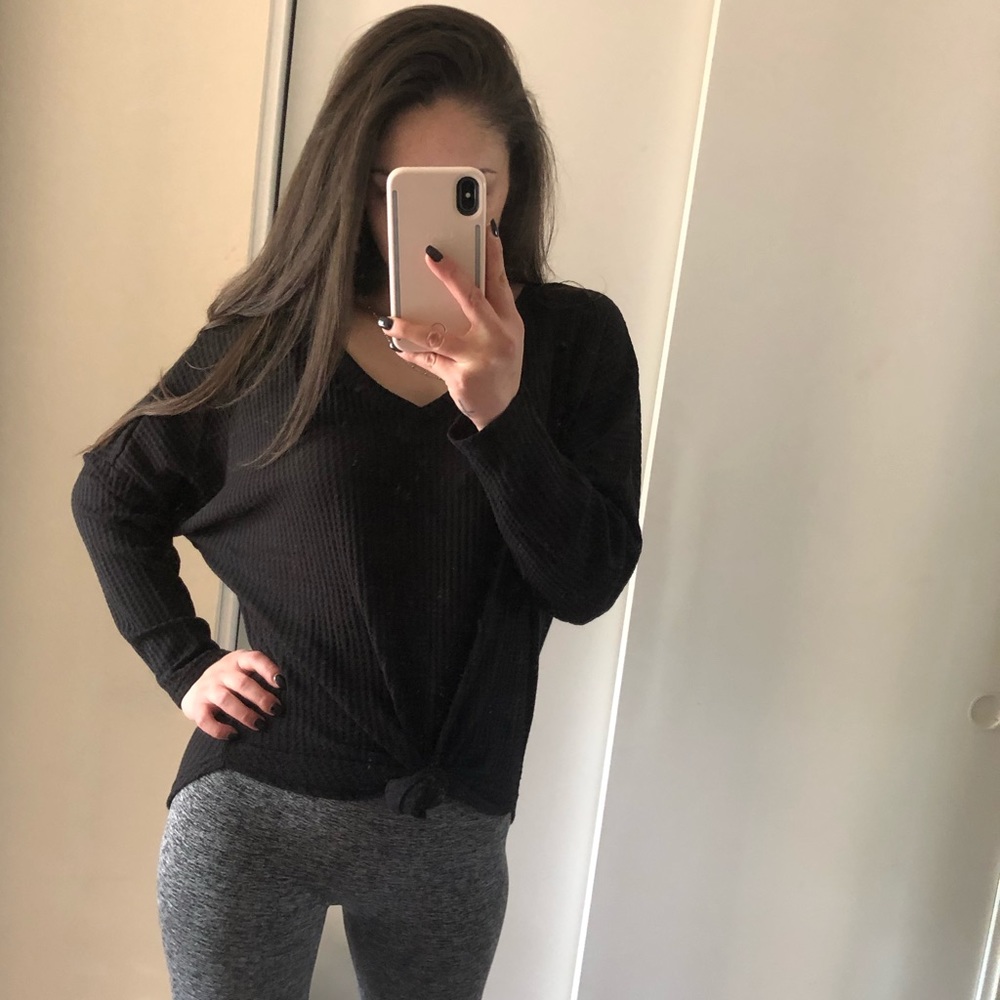 ➖SALE➖ ELLE WAFFLE LS THERMAL KNIT IN BLACK